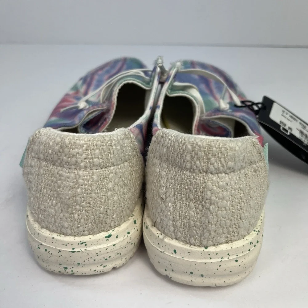 NEW Hey Dude Women's 7 Wendy Rose Candy Tie Dye Slip On Loafer Pink Blue Green